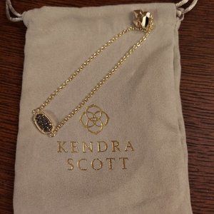Kendra Scott Elaina Bracelet, gold with silver druzy stone, sliding close